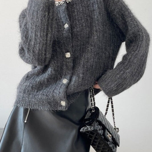 Cardigan in maglia slim fit con scollo a V