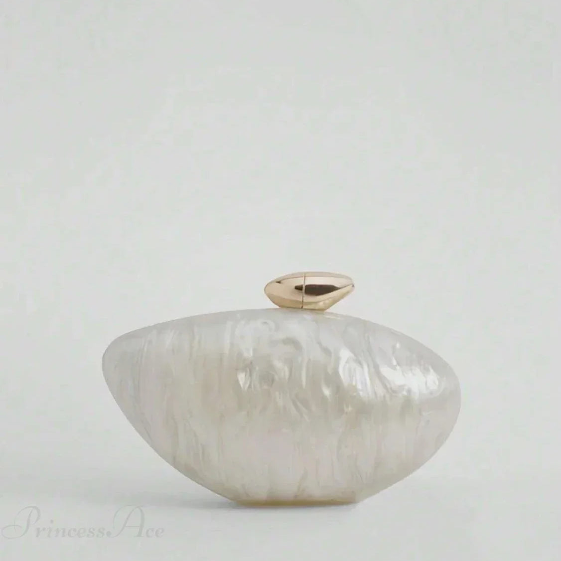 Borsa da sera in acrilico a forma di uovo, con perle e conchiglie