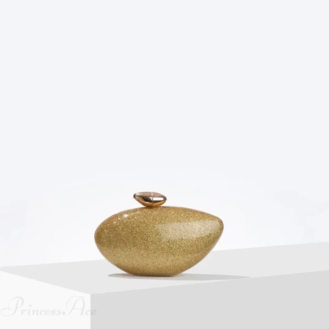 Borsa da sera in acrilico a forma di uovo, con perle e conchiglie