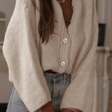 Elegante cardigan monopetto in maglia tinta unita