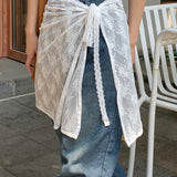 Gonna grembiule in pizzo bianco con cravatta Gonna mezza versatile