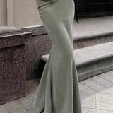 Gonna a sirena a vita alta in pile di volpe argentata vintage