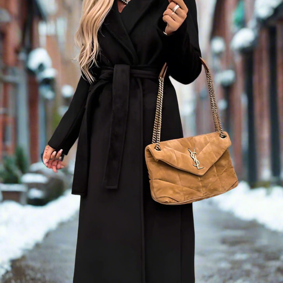 Elegante giacca autunnale con cintura: comoda, traspirante, raffinata per le donne