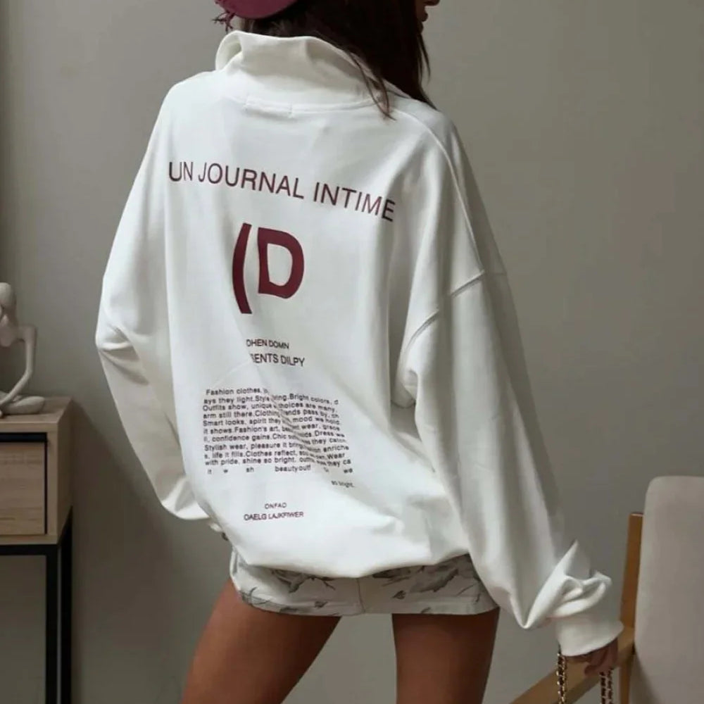 Felpa casual con stampa di lettere e blocchi di colore atletici