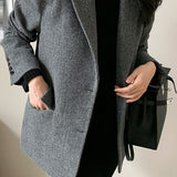 Blazer in misto lana tinta unita