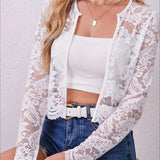Cardigan a maniche lunghe in pizzo trasparente