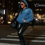 Felpa con cappuccio in denim lavato stile street