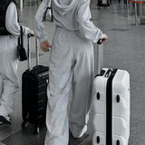 Completo da jogging da donna - Giacca corta con zip e cappuccio - Pantaloni a vita alta