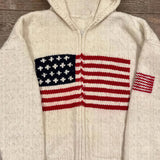 Cardigan in maglia elegante con stampa bandiera calda