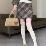 Gonna a trapezio a vita alta in lana scozzese