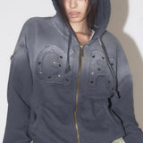 Felpa con cappuccio vintage lavata sfumata