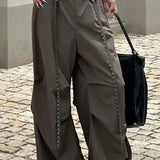 Pantaloni cargo con bottoni e risvolti in stile retrò Y2K