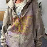 Felpa con cappuccio e zip in stile street vintage