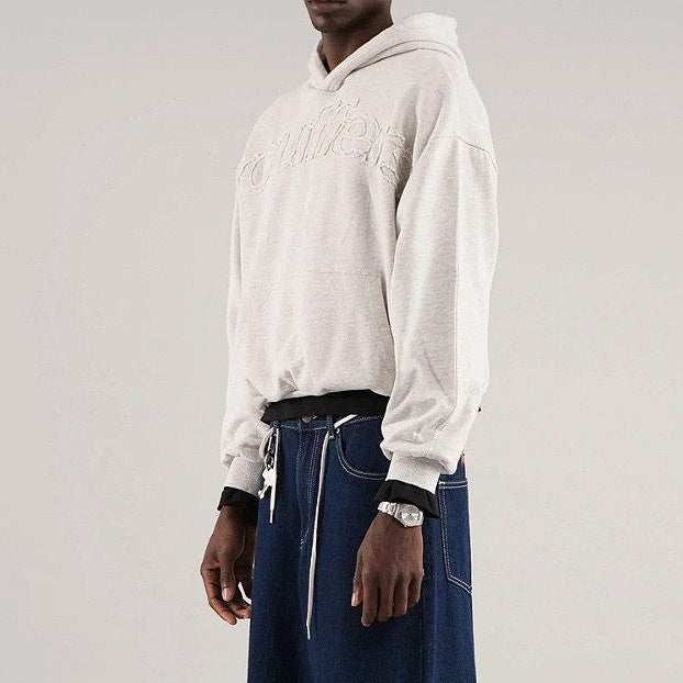 Felpa con cappuccio casual a maniche lunghe con lettere 3D solide