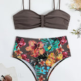 Set due pezzi con ferretto e push-up tropicale a fascia