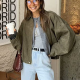 Giubbotto bomber con texture scamosciata