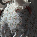 Jeans a gamba larga a vita alta con stampa floreale blu chiaro