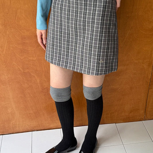 Gonna a trapezio a vita alta in stile scozzese vintage