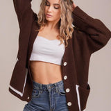 Cardigan tascabile color block