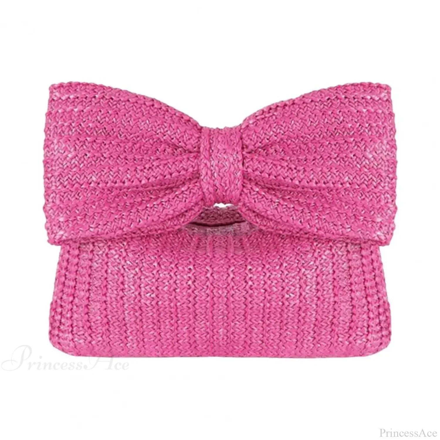 Pochette da polso in paglia a forma di mezzaluna con fiocco da spiaggia