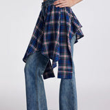 Jeans micro-svasati con patchwork a quadri vintage