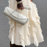 Gonna con volant in pizzo color albicocca