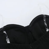 Mini abito nero sexy aderente senza spalline e senza schienale