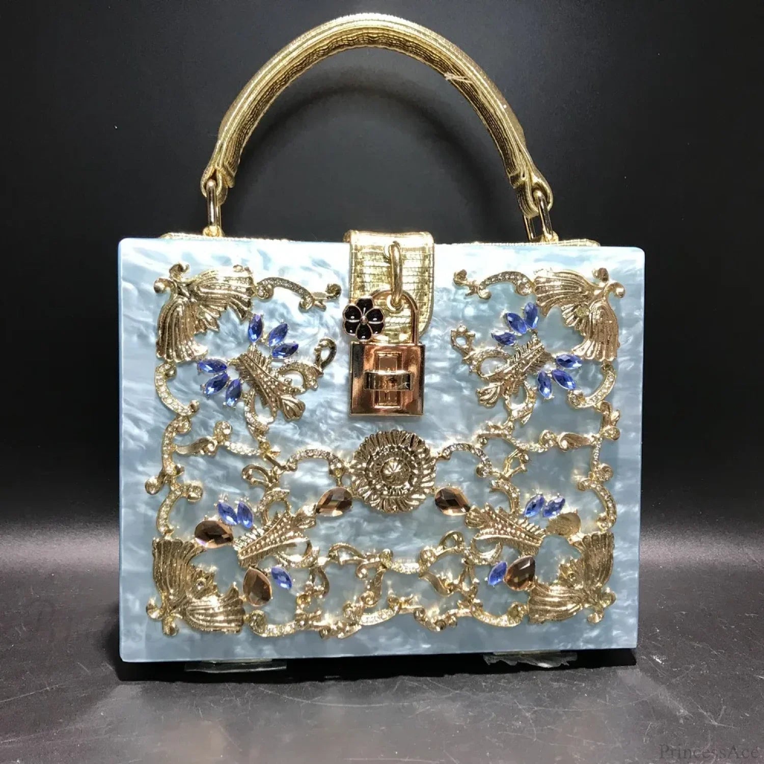 Borsa da sera con cuore e paillettes scintillanti