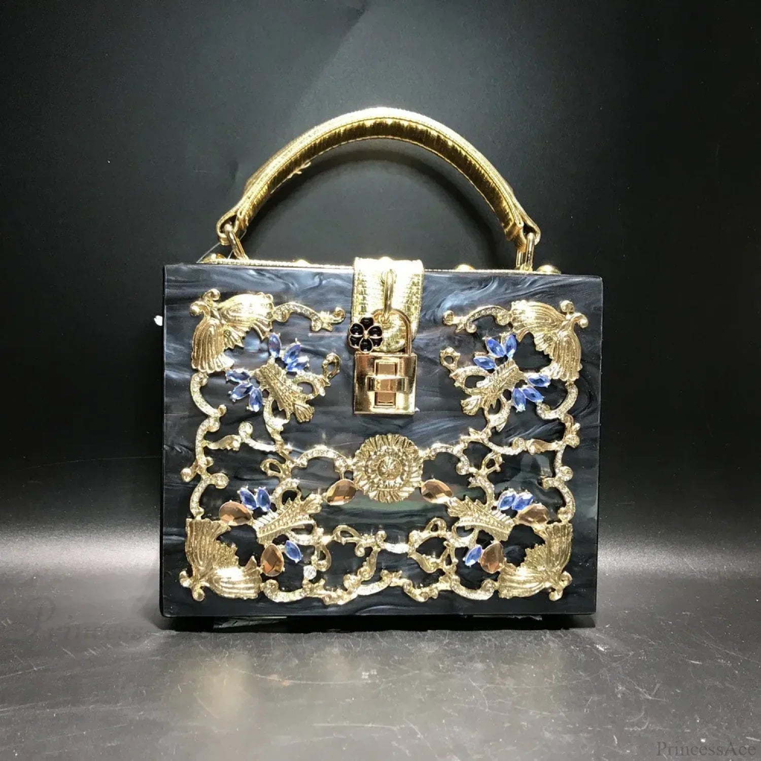 Borsa da sera con cuore e paillettes scintillanti