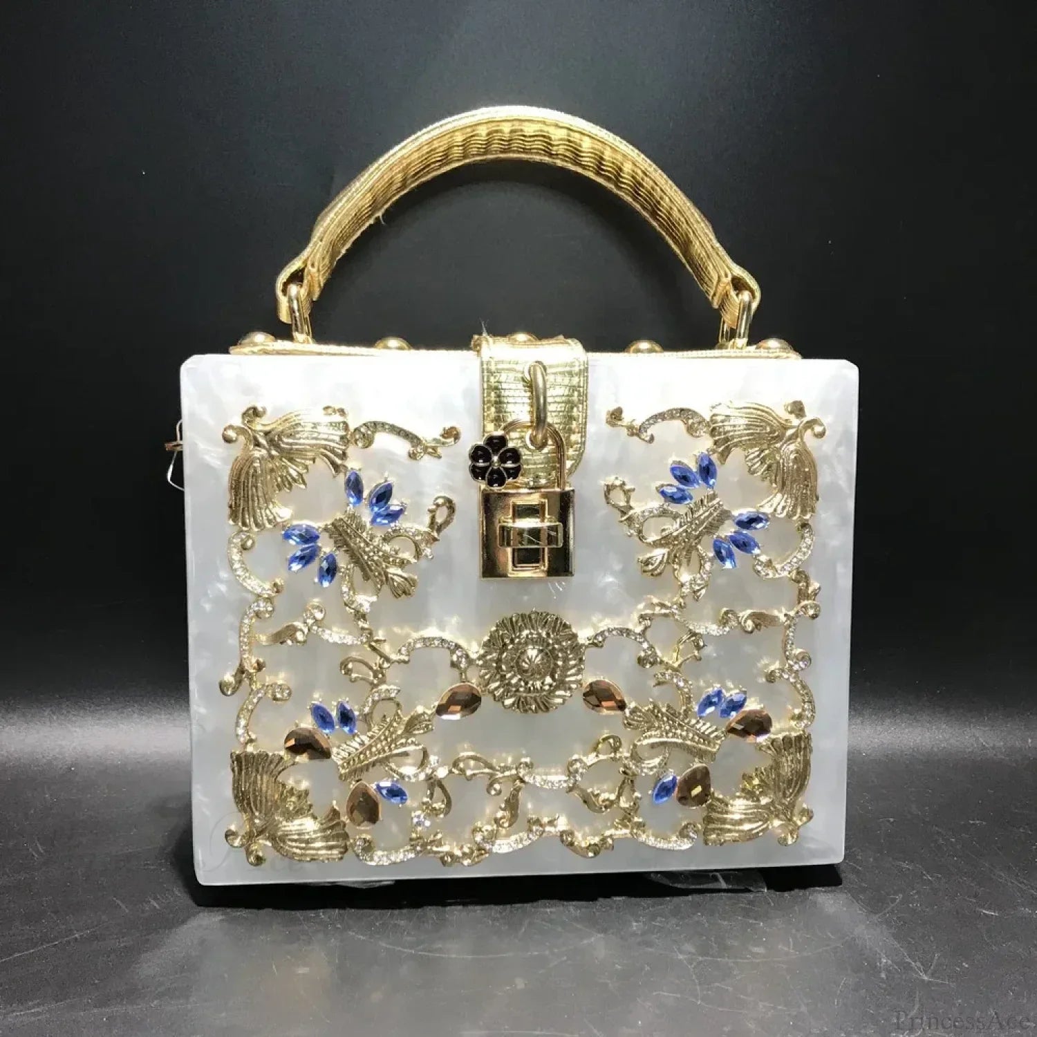 Borsa da sera con cuore e paillettes scintillanti