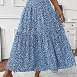 Gonna lunga da donna - Vita elasticizzata - Motivo arricciato - Stampa floreale