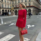 Mini abito sottile e spesso con fiocco in vita