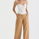 Top corsetto da donna - Pizzo elegante - Scollo a cuore - Spalline sottili regolabili