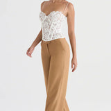 Top corsetto da donna - Pizzo elegante - Scollo a cuore - Spalline sottili regolabili