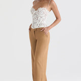 Top corsetto da donna - Pizzo elegante - Scollo a cuore - Spalline sottili regolabili