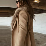 Cappotto casual in pelliccia sintetica marrone soffice