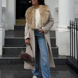 Cappotto casual in pelliccia sintetica marrone soffice