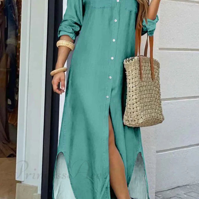 Abito camicia con tasche abbottonate - Manica lunga