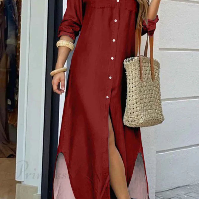 Abito camicia con tasche abbottonate - Manica lunga