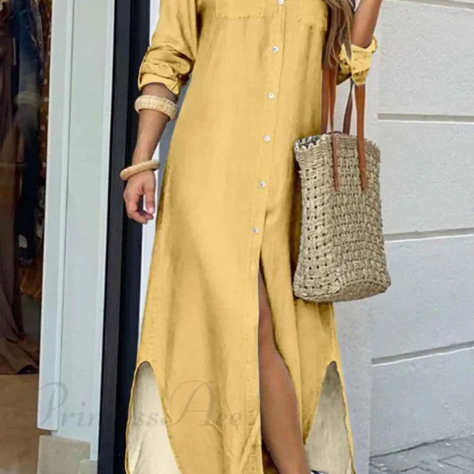 Abito camicia con tasche abbottonate - Manica lunga