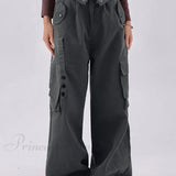 Jeans boyfriend larghi e graziosi verdi con bottoni