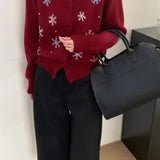 Cardigan lavorato a maglia con motivo a neve