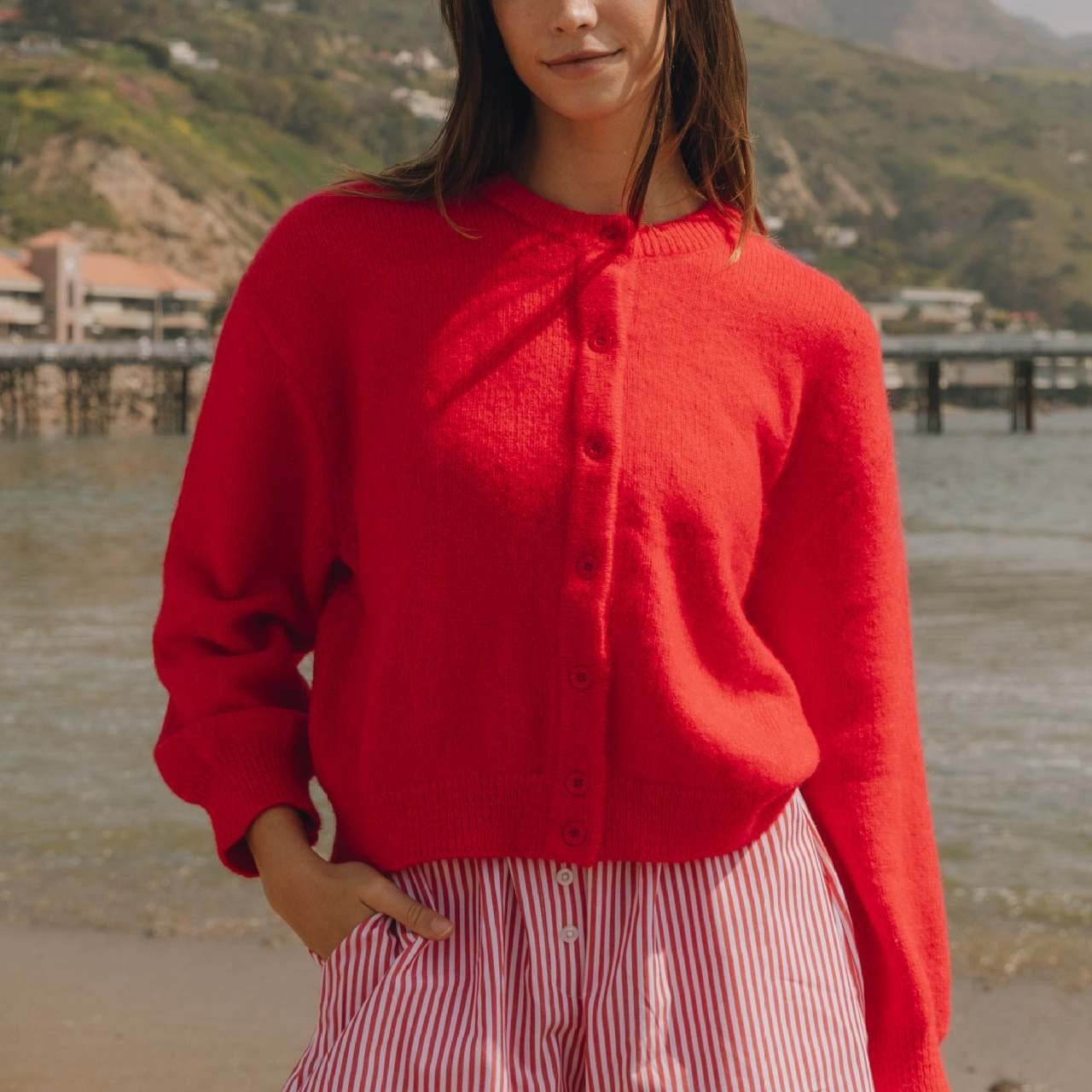 Cardigan casual in maglia a maniche lunghe con bottoni