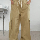 Pantaloni cargo multiuso con elastico in vita in stile americano