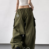 Pantaloni cargo larghi con stampa in stile americano