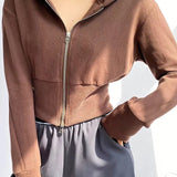 Felpa con cappuccio slim corta con doppia cerniera