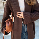 Cardigan in maglia con cintura annodata in vita, comodo e rilassato