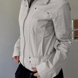 Giacca casual cargo con risvolto e cerniera