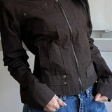 Giacca casual cargo con risvolto e cerniera