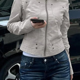 Giacca casual cargo con risvolto e cerniera